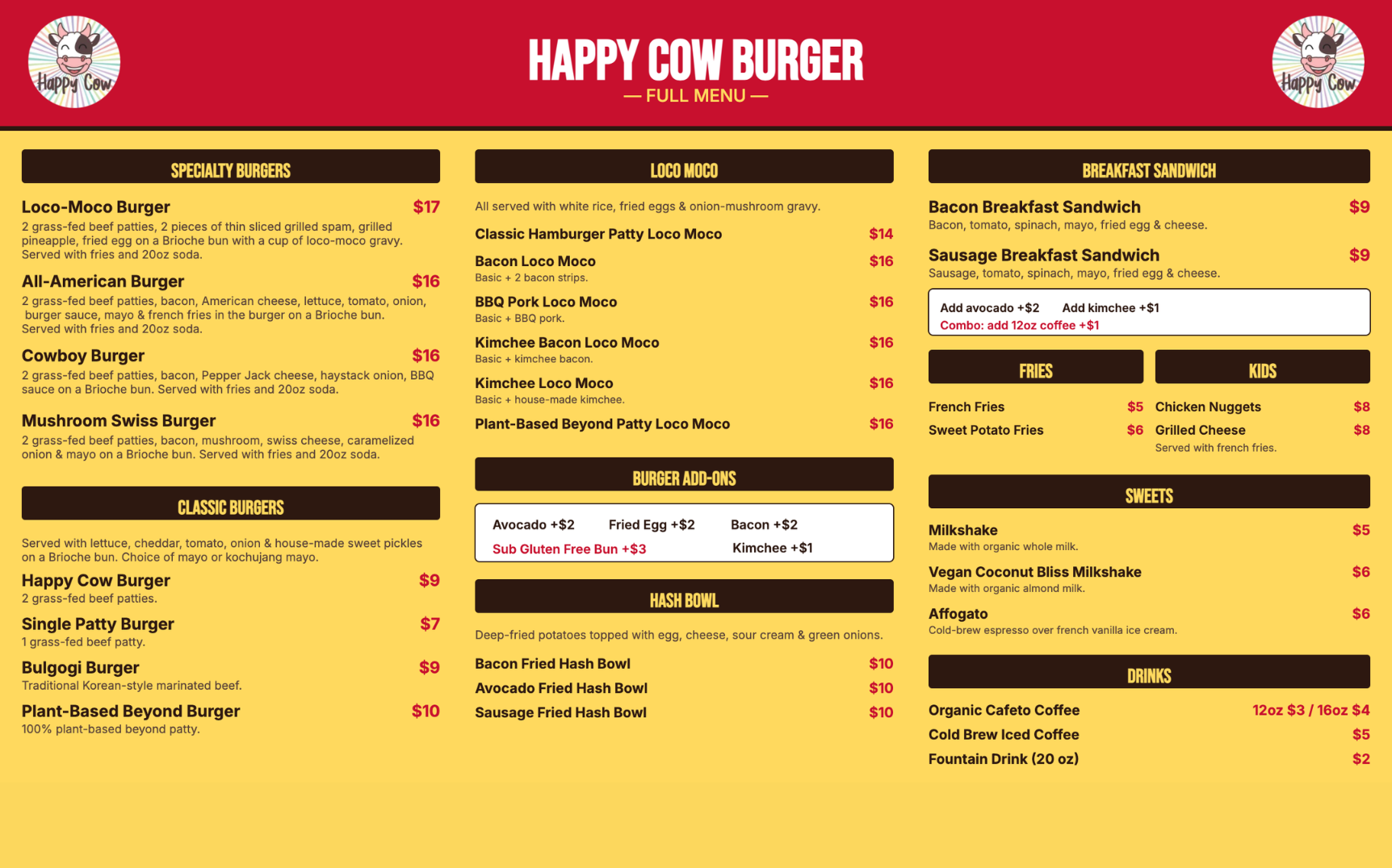 menu